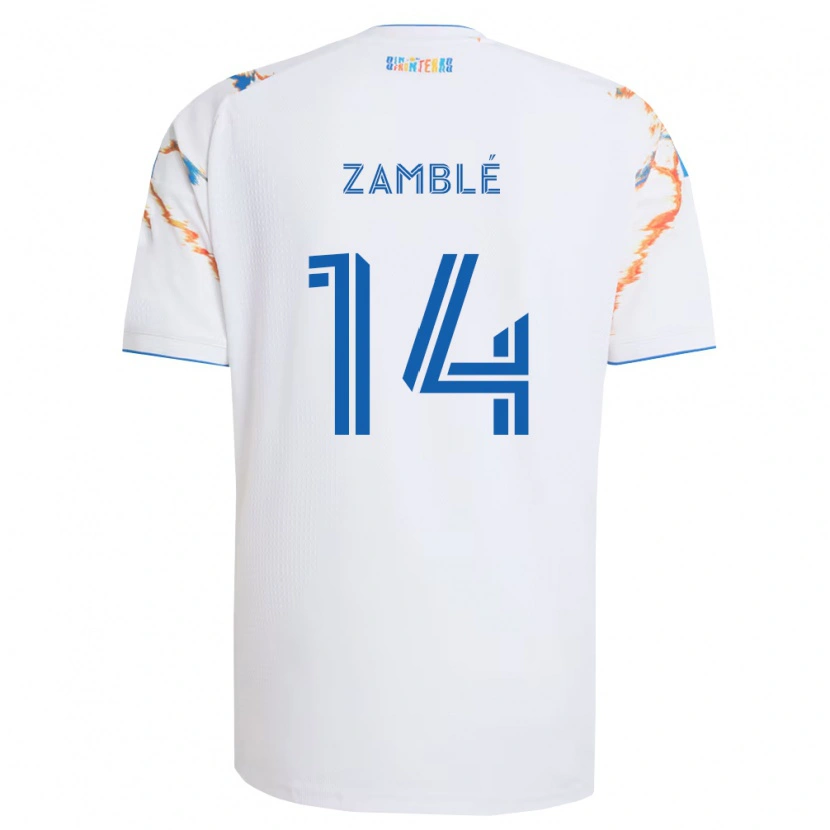 Danxen Mujer Camiseta Bryan Zamblé #14 Blanco Naranja Azul 2ª Equipación 2026/27 La Camisa