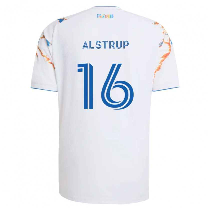 Danxen Mujer Camiseta Marcus Alstrup #16 Blanco Naranja Azul 2ª Equipación 2026/27 La Camisa
