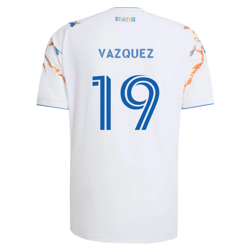 Danxen Mujer Camiseta David Vazquez #19 Blanco Naranja Azul 2ª Equipación 2026/27 La Camisa