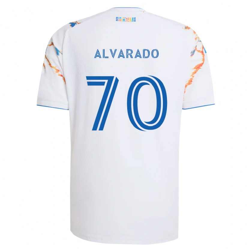 Danxen Mujer Camiseta Alejandro Alvarado #70 Blanco Naranja Azul 2ª Equipación 2026/27 La Camisa
