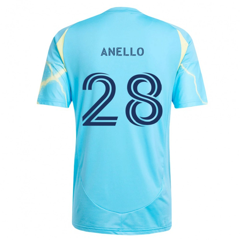 Danxen Mujer Camiseta Agustín Anello #28 Azul Claro Negro Amarillo Claro 2ª Equipación 2026/27 La Camisa
