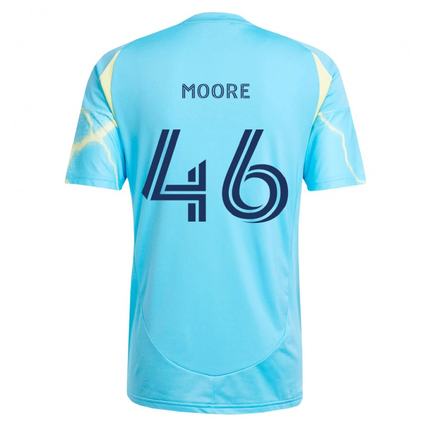 Danxen Mujer Camiseta Kaiden Moore #46 Azul Claro Negro Amarillo Claro 2ª Equipación 2026/27 La Camisa