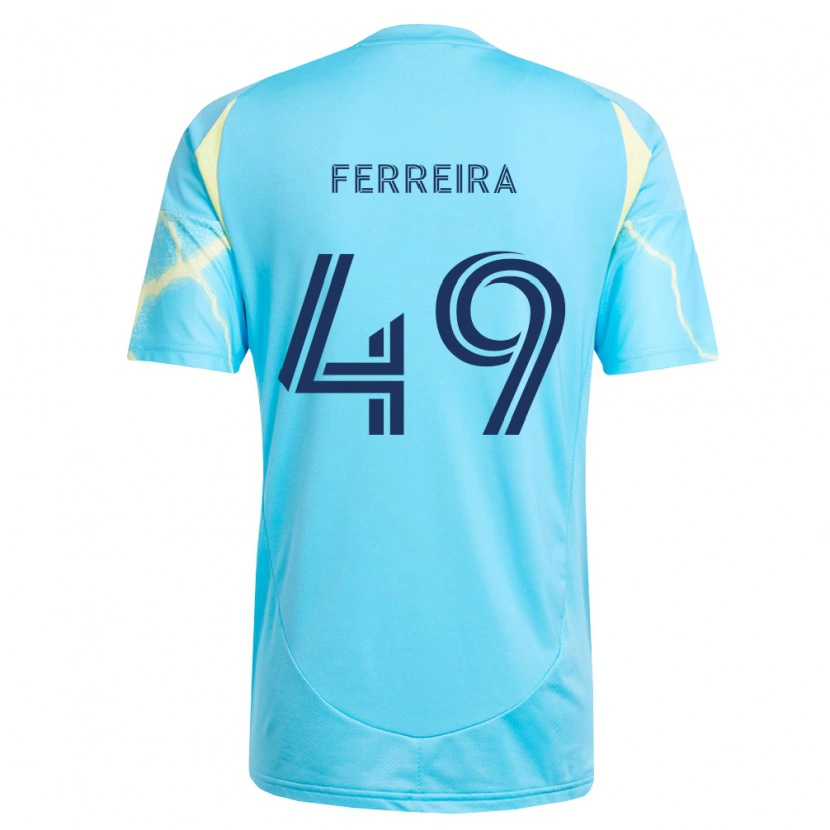 Danxen Mujer Camiseta Willyam Ferreira #49 Azul Claro Negro Amarillo Claro 2ª Equipación 2026/27 La Camisa
