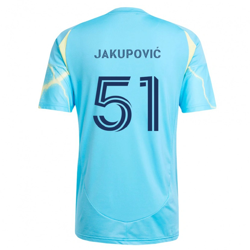 Danxen Mujer Camiseta Malik Jakupović #51 Azul Claro Negro Amarillo Claro 2ª Equipación 2026/27 La Camisa
