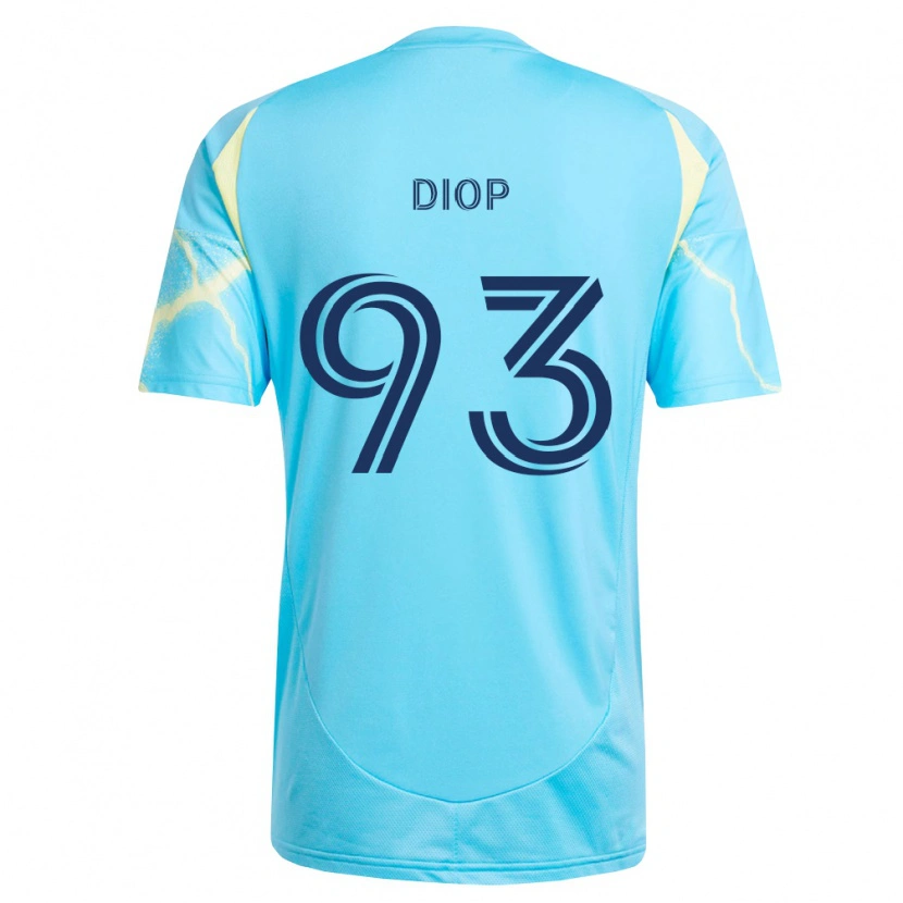 Danxen Mujer Camiseta Abdoulaye Diop #93 Azul Claro Negro Amarillo Claro 2ª Equipación 2026/27 La Camisa