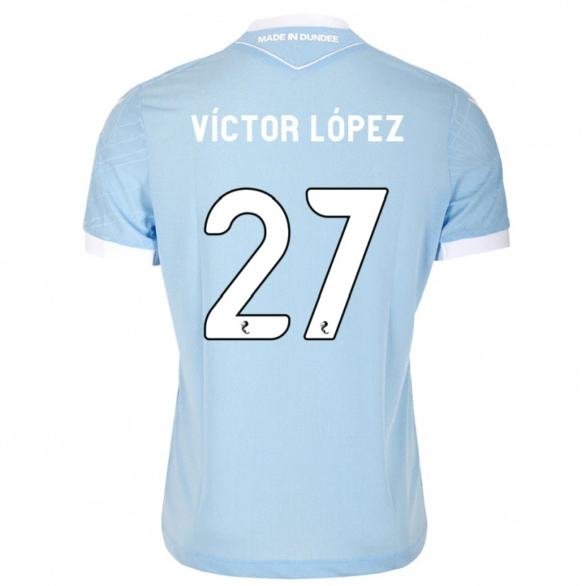 Danxen Mujer Camiseta Victor Lopez #27 Azul Cielo Claro Blanco 2ª Equipación 2026/27 La Camisa