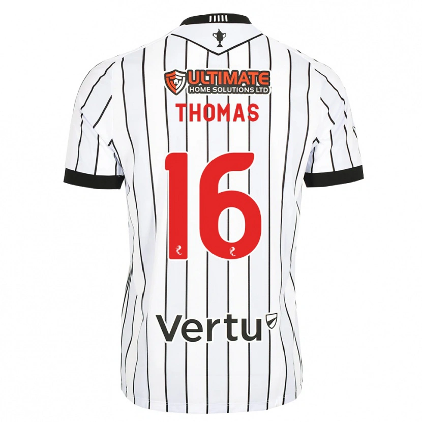 Danxen Niño Camiseta Luke Thomas #16 Blanco Negro Rojo 1ª Equipación 2026/27 La Camisa