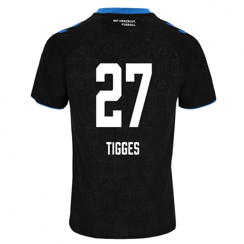 Danxen Niño Camiseta Steffen Tigges #27 Negro Blanco Rojo 1ª Equipación 2026/27 La Camisa