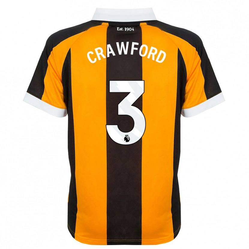 Danxen Niño Camiseta Jude Crawford #3 Naranja Negro Blanco 1ª Equipación 2026/27 La Camisa
