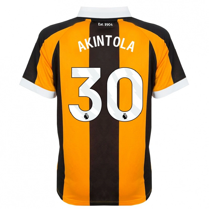 Danxen Niño Camiseta David Akintola #30 Naranja Negro Blanco 1ª Equipación 2026/27 La Camisa