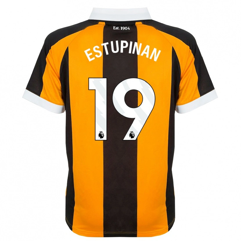 Danxen Niño Camiseta Óscar Estupiñán #19 Naranja Negro Blanco 1ª Equipación 2026/27 La Camisa