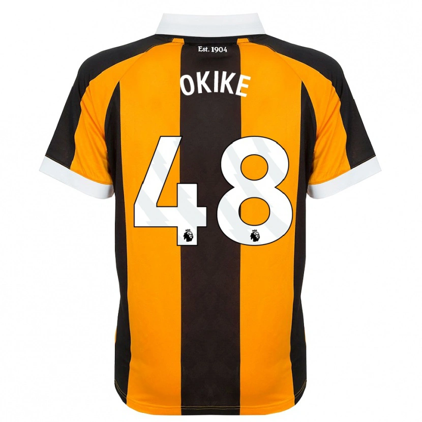 Danxen Niño Camiseta Calvin Okike #48 Naranja Negro Blanco 1ª Equipación 2026/27 La Camisa