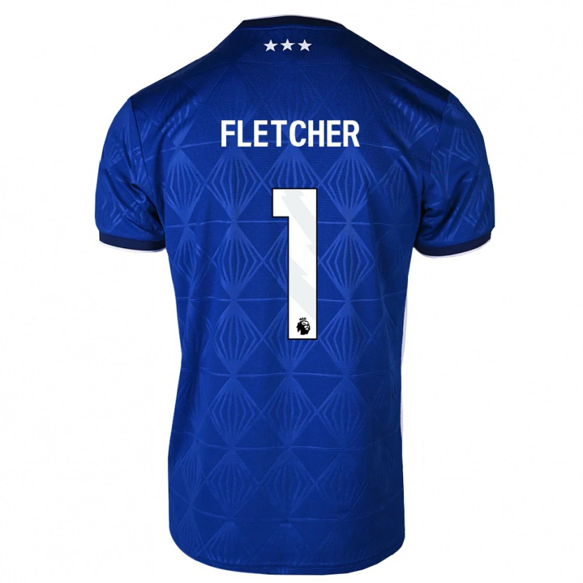 Danxen Niño Camiseta William Fletcher #1 Azul Medio Blanco Rojo 1ª Equipación 2026/27 La Camisa