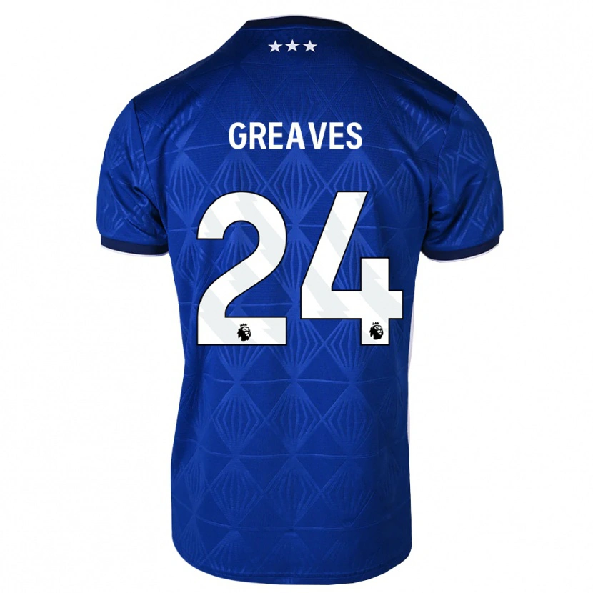 Danxen Niño Camiseta Jacob Greaves #24 Azul Medio Blanco Rojo 1ª Equipación 2026/27 La Camisa
