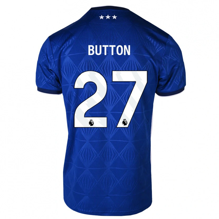 Danxen Niño Camiseta David Button #27 Azul Medio Blanco Rojo 1ª Equipación 2026/27 La Camisa