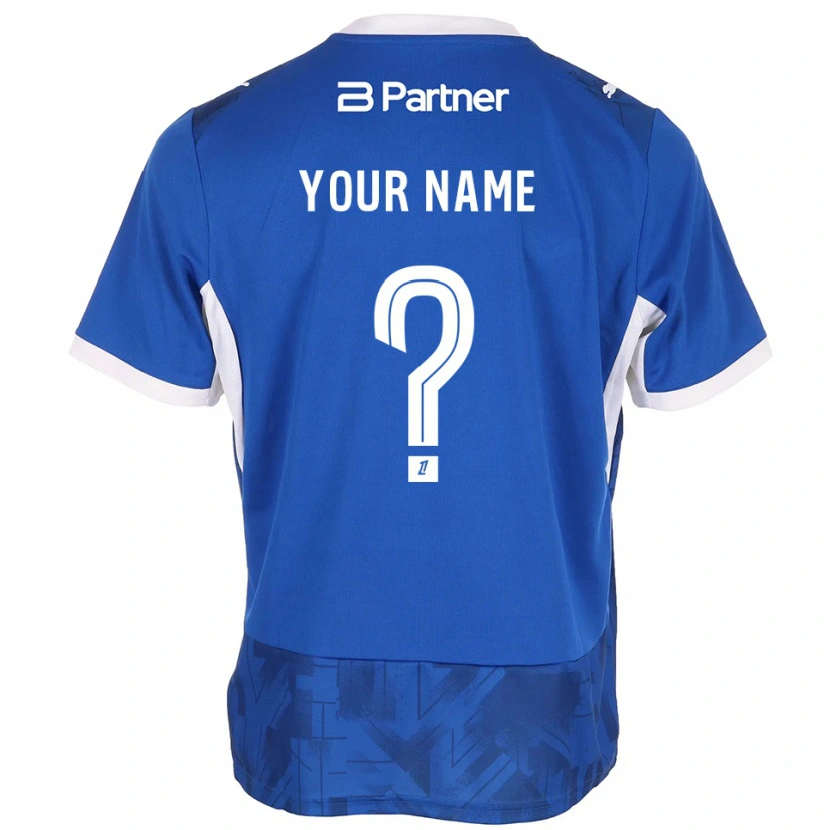 Danxen Niño Camiseta Su Nombre #0 Azul Medio Blanco 1ª Equipación 2026/27 La Camisa