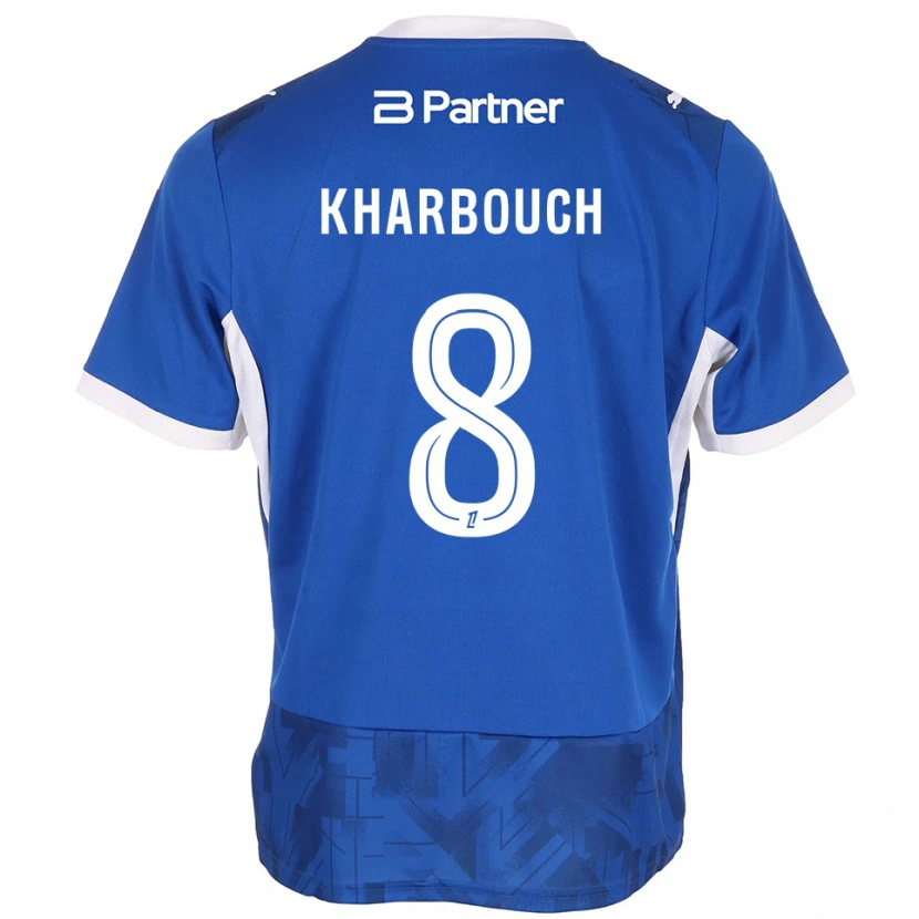 Danxen Niño Camiseta Yanis Kharbouch #8 Azul Medio Blanco 1ª Equipación 2026/27 La Camisa