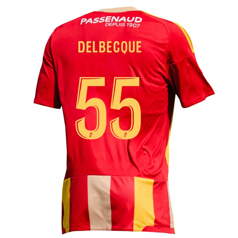 Danxen Niño Camiseta Augustin Delbecque #55 Rojo Amarillo Verde 1ª Equipación 2026/27 La Camisa