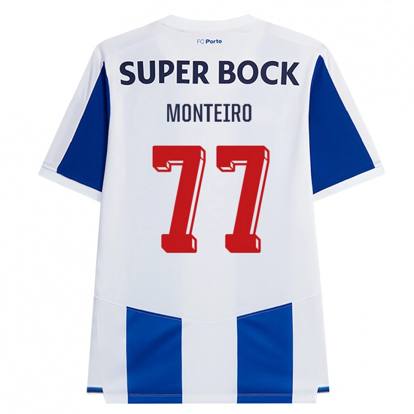 Danxen Niño Camiseta Rui Monteiro #77 Azul Blanco Rojo 1ª Equipación 2026/27 La Camisa