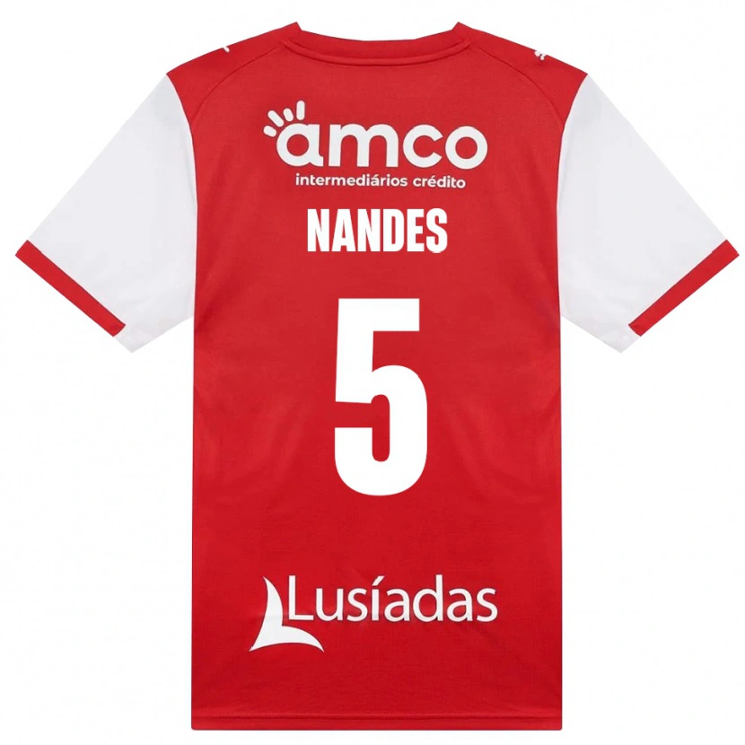 Danxen Niño Camiseta Nandes #5 Rojo Blanco Negro 1ª Equipación 2026/27 La Camisa