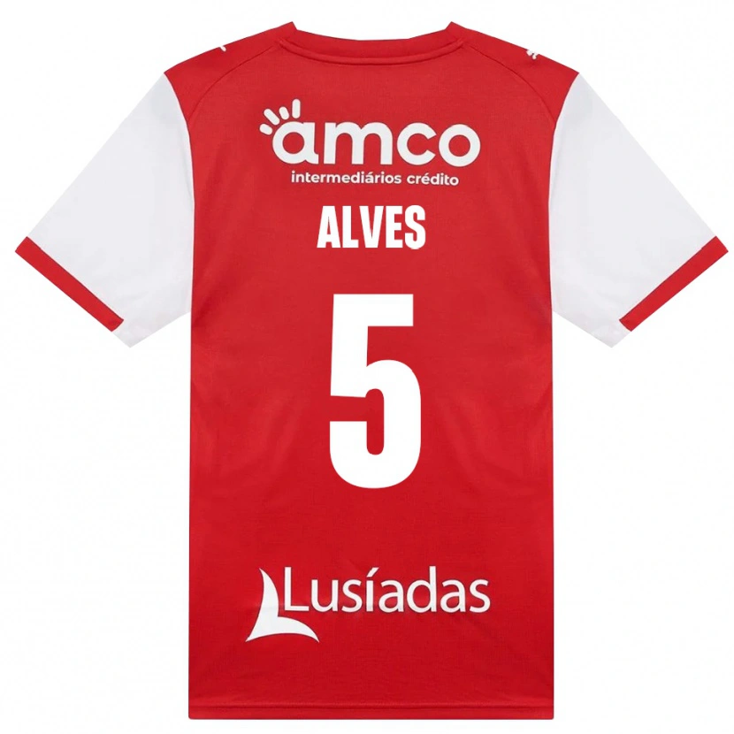 Danxen Niño Camiseta Eduardo Alves #5 Rojo Blanco Negro 1ª Equipación 2026/27 La Camisa