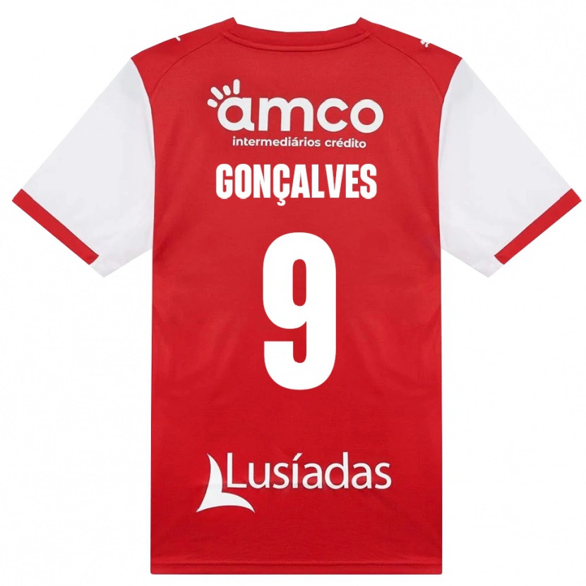 Danxen Niño Camiseta João Gonçalves #9 Rojo Blanco Negro 1ª Equipación 2026/27 La Camisa