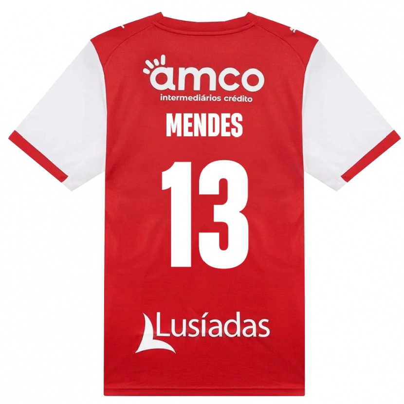 Danxen Niño Camiseta Emmanuel Mendes #13 Rojo Blanco Negro 1ª Equipación 2026/27 La Camisa