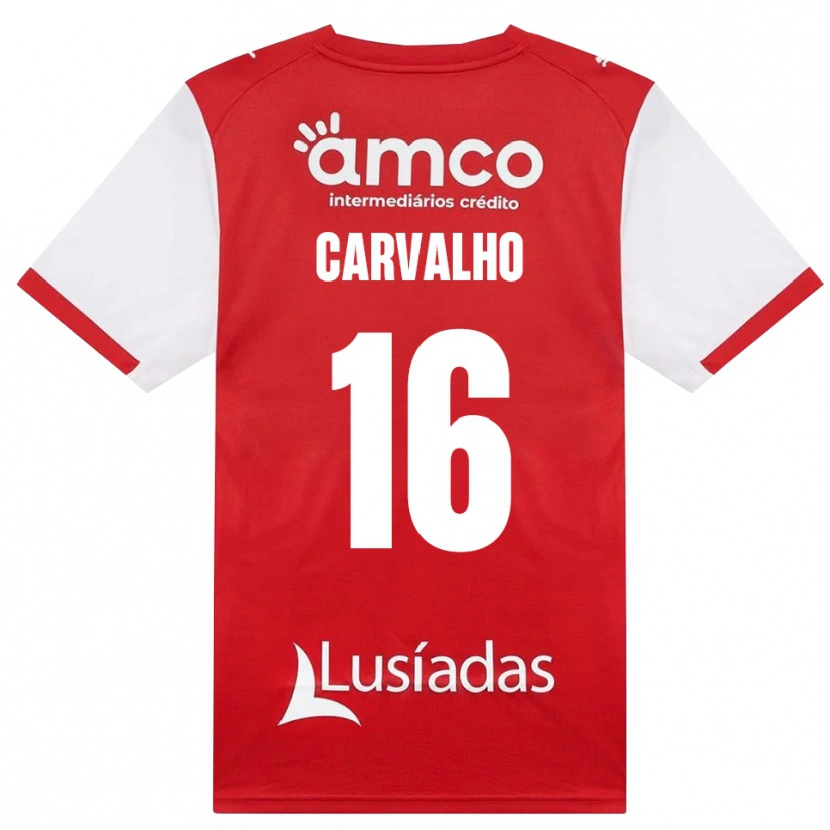 Danxen Niño Camiseta Alexandre Carvalho #16 Rojo Blanco Negro 1ª Equipación 2026/27 La Camisa