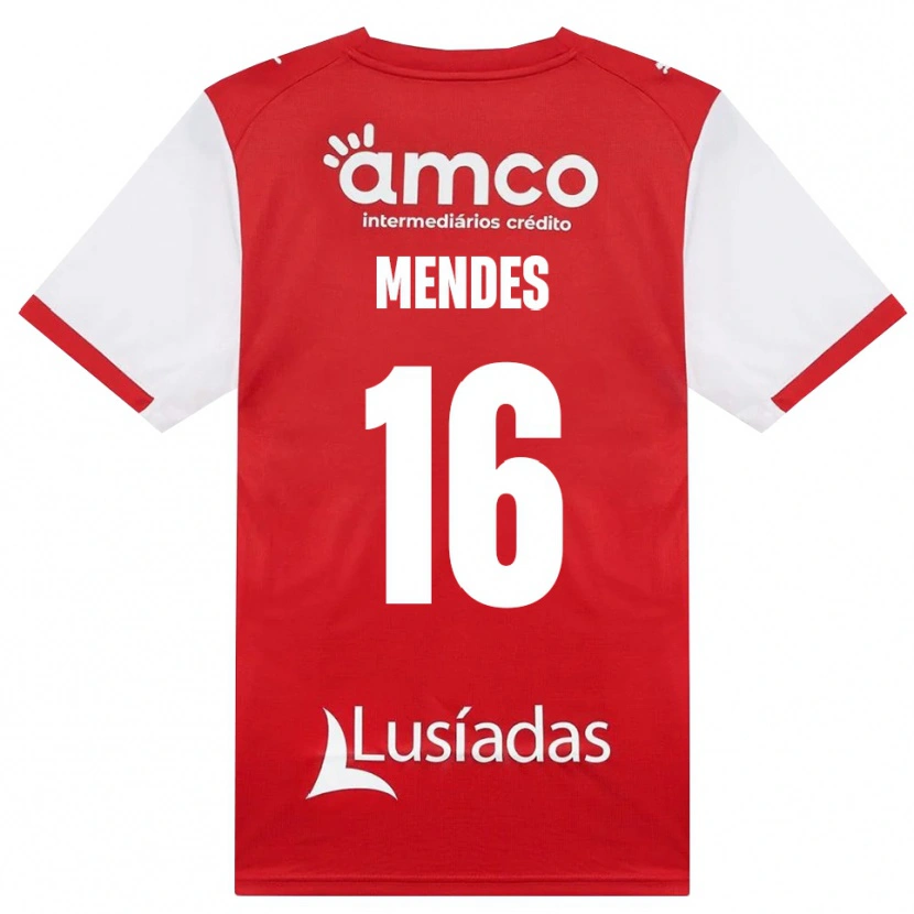 Danxen Niño Camiseta Rafael Mendes #16 Rojo Blanco Negro 1ª Equipación 2026/27 La Camisa