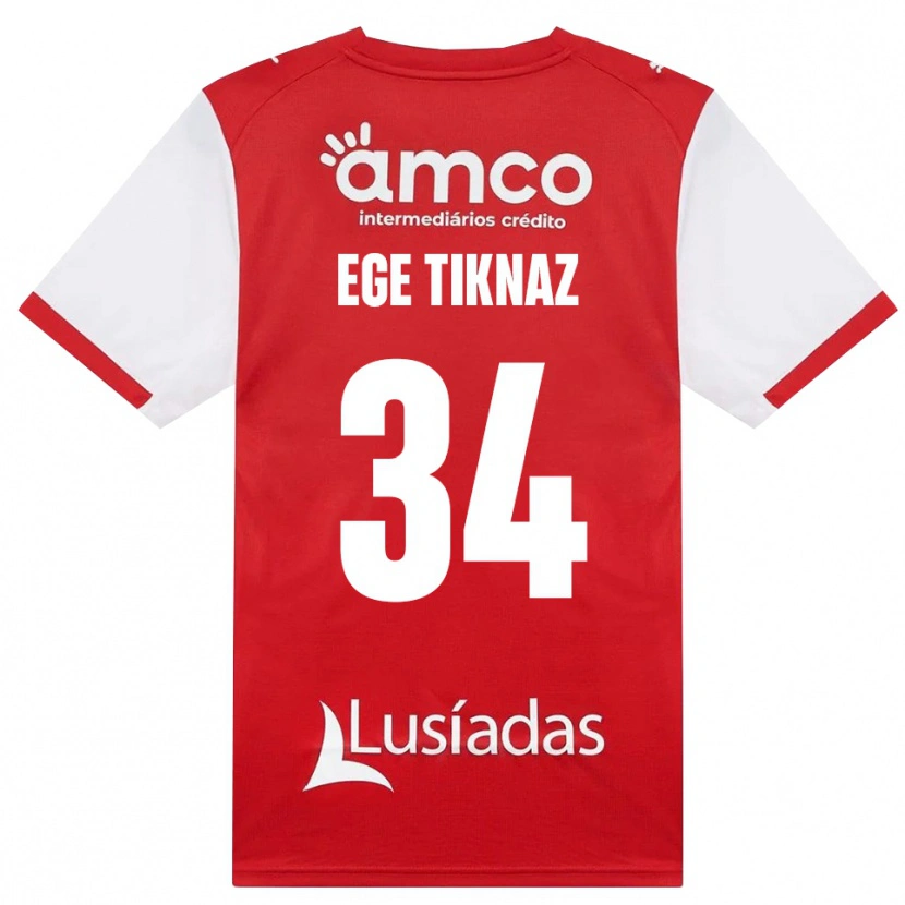 Danxen Niño Camiseta Demir Ege Tıknaz #34 Rojo Blanco Negro 1ª Equipación 2026/27 La Camisa