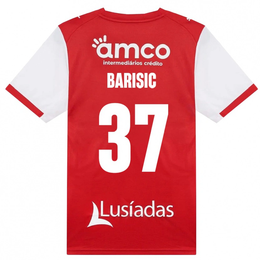 Danxen Niño Camiseta Adrian Barisic #37 Rojo Blanco Negro 1ª Equipación 2026/27 La Camisa
