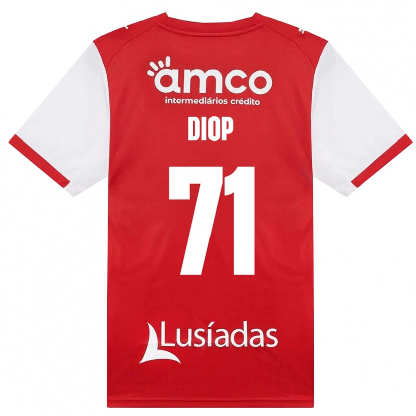 Danxen Niño Camiseta Mamadou Diop #71 Rojo Blanco Negro 1ª Equipación 2026/27 La Camisa