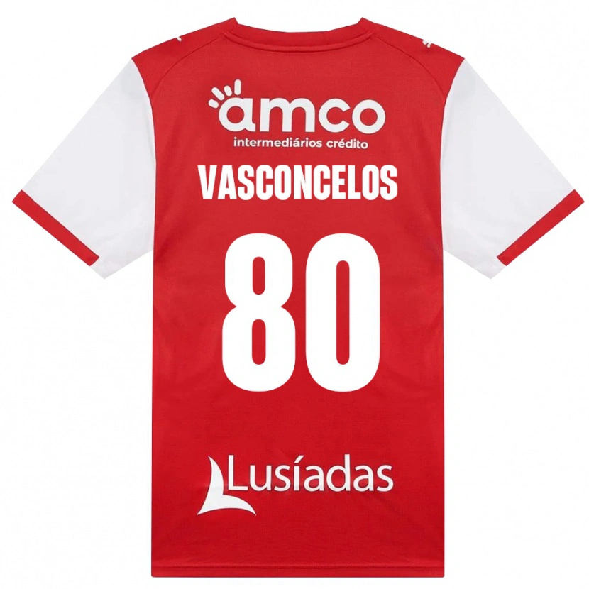 Danxen Niño Camiseta Vasconcelos #80 Rojo Blanco Negro 1ª Equipación 2026/27 La Camisa
