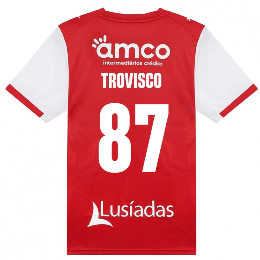 Danxen Niño Camiseta João Trovisco #87 Rojo Blanco Negro 1ª Equipación 2026/27 La Camisa