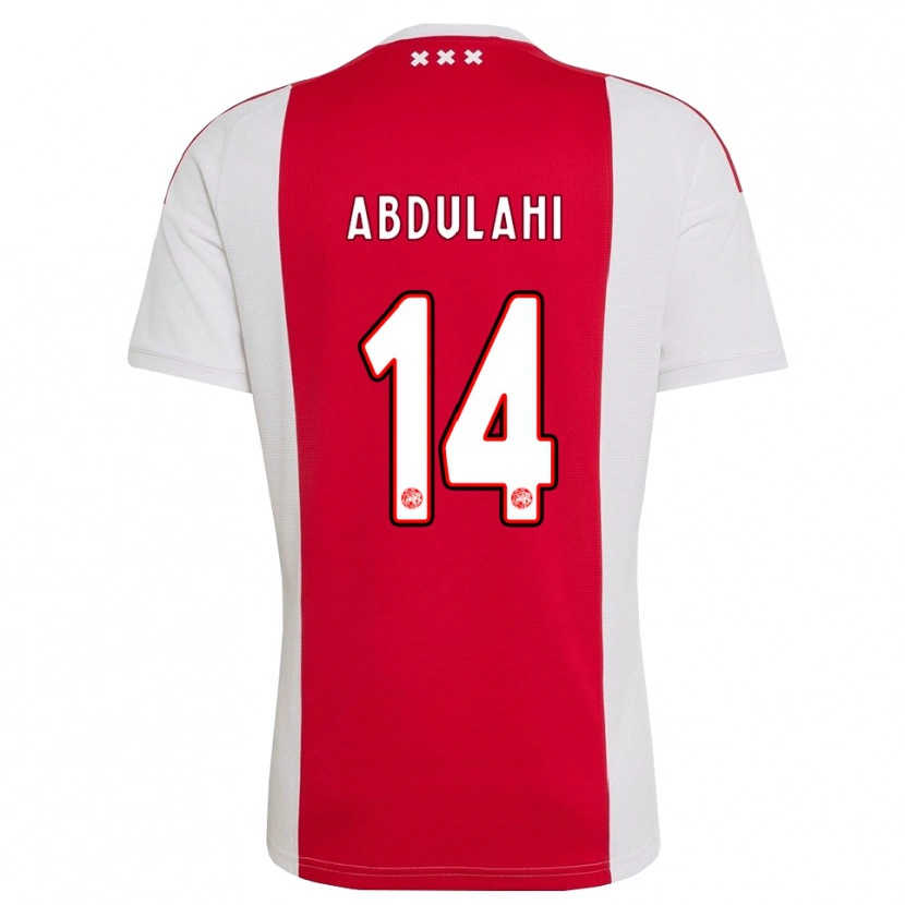 Danxen Niño Camiseta Liban Abdulahi #14 Rojo Blanco Amarillo 1ª Equipación 2026/27 La Camisa