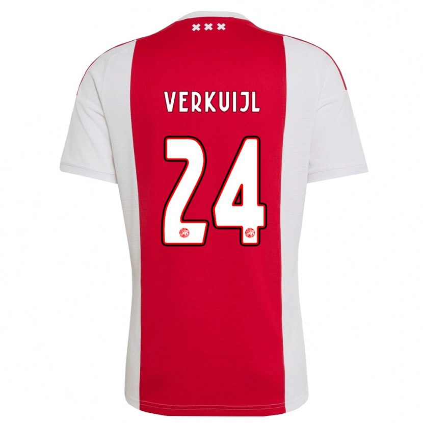 Danxen Niño Camiseta Mark Verkuijl #24 Rojo Blanco Amarillo 1ª Equipación 2026/27 La Camisa