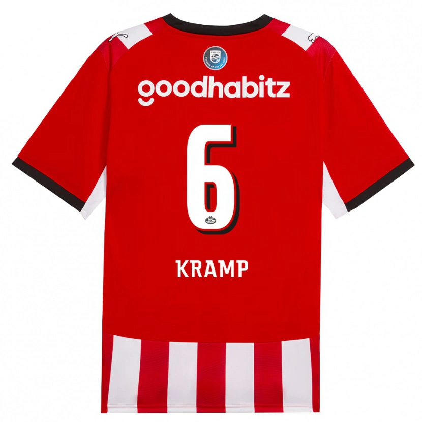 Danxen Niño Camiseta Michael Kramp #6 Rojo Blanco Negro 1ª Equipación 2026/27 La Camisa