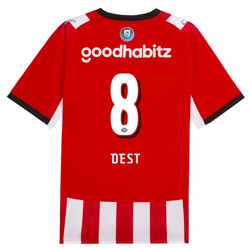 Danxen Niño Camiseta Sergiño Dest #8 Rojo Blanco Negro 1ª Equipación 2026/27 La Camisa
