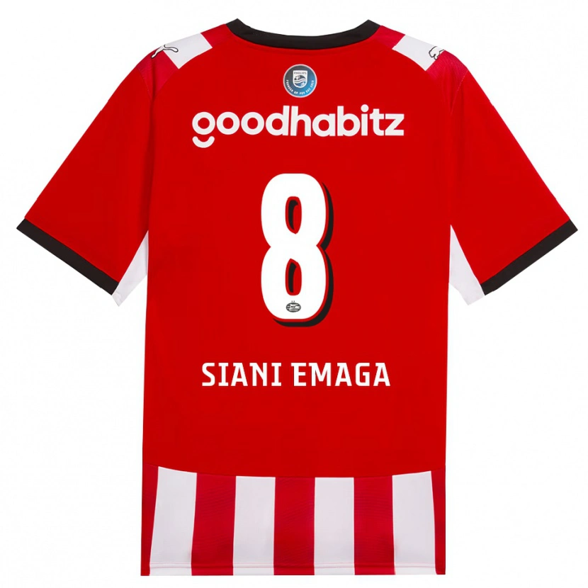 Danxen Niño Camiseta Ezechiel Siani Emaga #8 Rojo Blanco Negro 1ª Equipación 2026/27 La Camisa