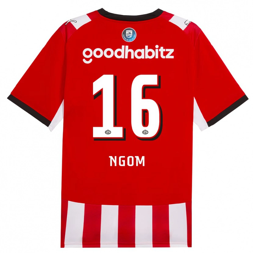 Danxen Niño Camiseta Khadim Ngom #16 Rojo Blanco Negro 1ª Equipación 2026/27 La Camisa