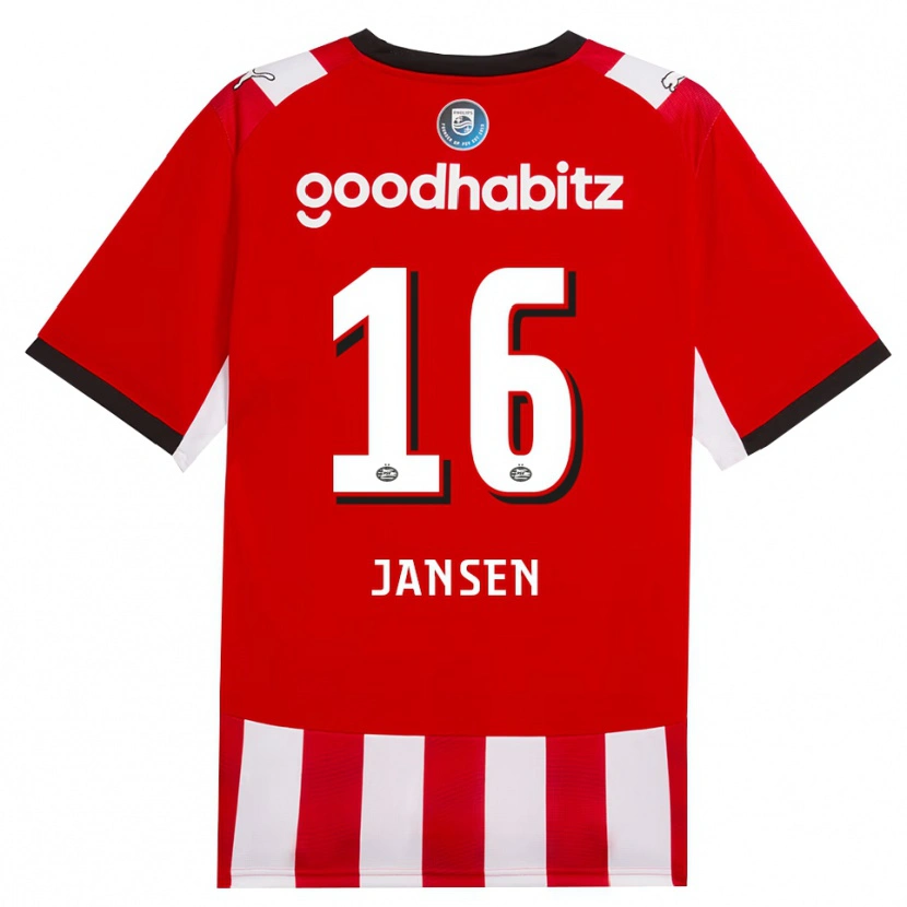 Danxen Niño Camiseta Sem Jansen #16 Rojo Blanco Negro 1ª Equipación 2026/27 La Camisa