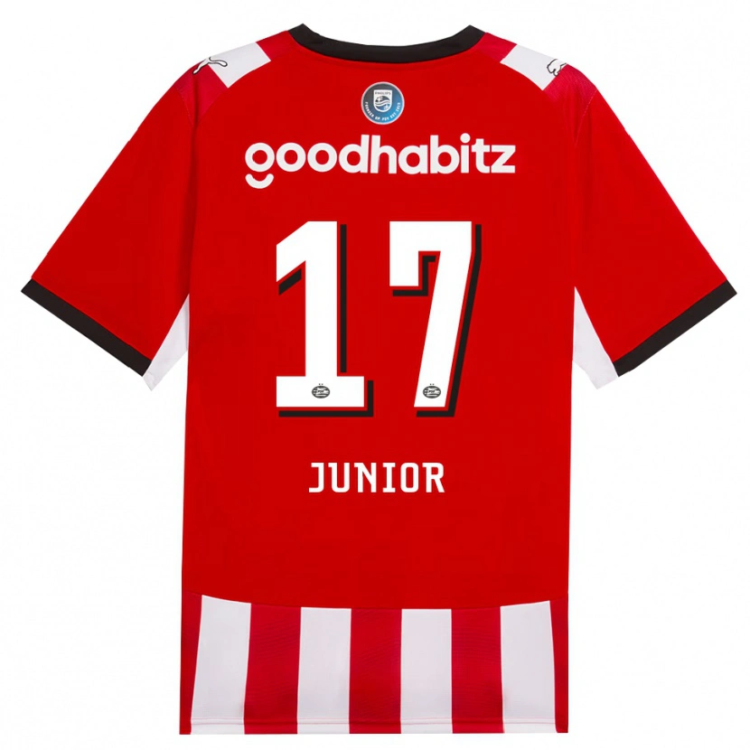 Danxen Niño Camiseta Mauro Júnior #17 Rojo Blanco Negro 1ª Equipación 2026/27 La Camisa