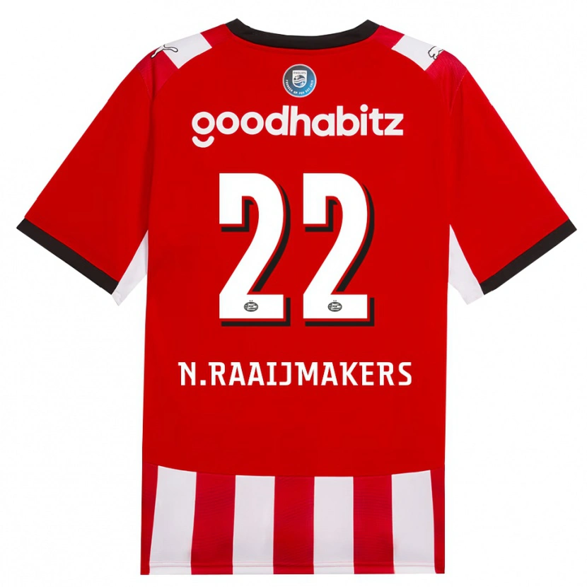 Danxen Niño Camiseta Niels Raaijmakers #22 Rojo Blanco Negro 1ª Equipación 2026/27 La Camisa