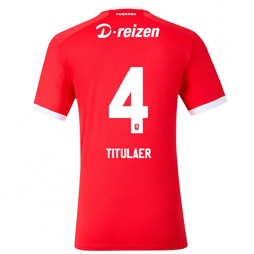 Danxen Niño Camiseta Björn Titulaer #4 Rojo Blanco 1ª Equipación 2026/27 La Camisa