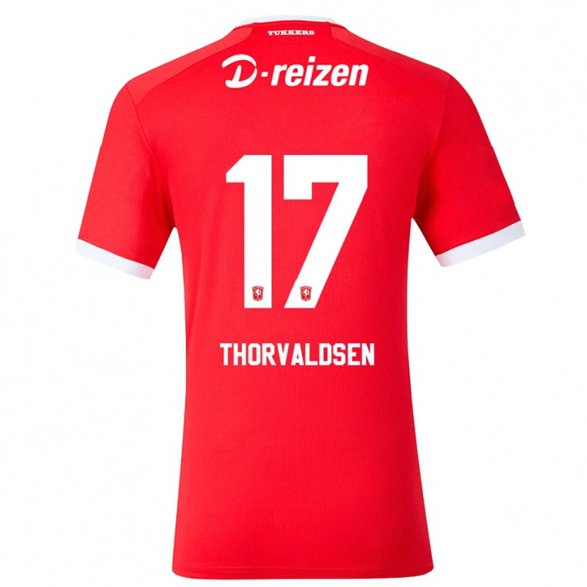Danxen Niño Camiseta Filip Thorvaldsen #17 Rojo Blanco 1ª Equipación 2026/27 La Camisa