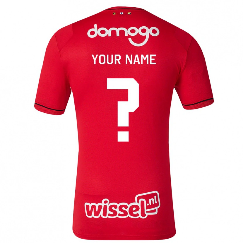 Danxen Niño Camiseta Su Nombre #0 Rojo Blanco Negro 1ª Equipación 2026/27 La Camisa