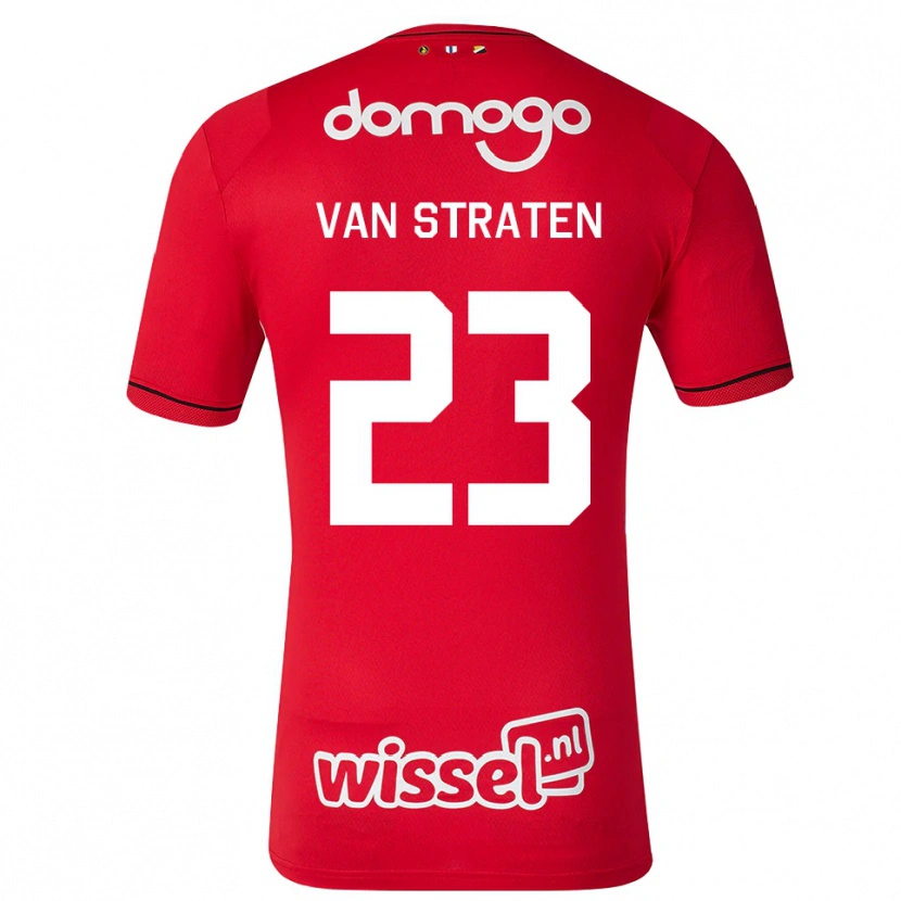 Danxen Niño Camiseta Dieke Van Straten #23 Rojo Blanco Negro 1ª Equipación 2026/27 La Camisa