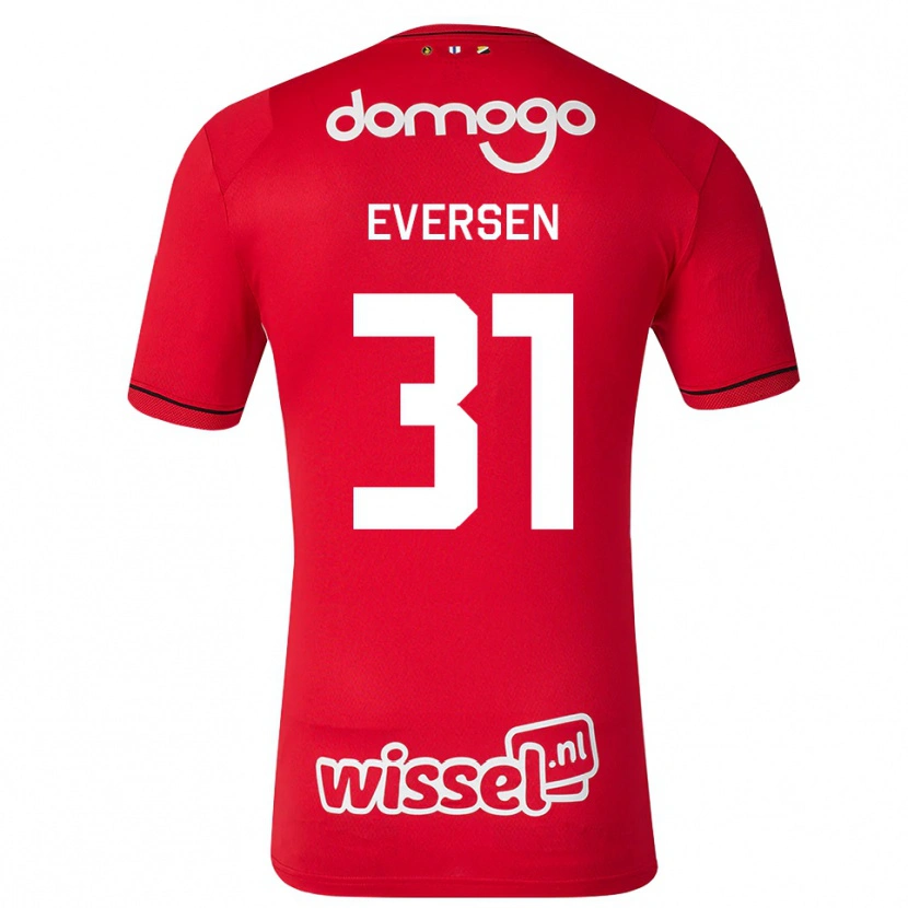 Danxen Niño Camiseta Justin Eversen #31 Rojo Blanco Negro 1ª Equipación 2026/27 La Camisa