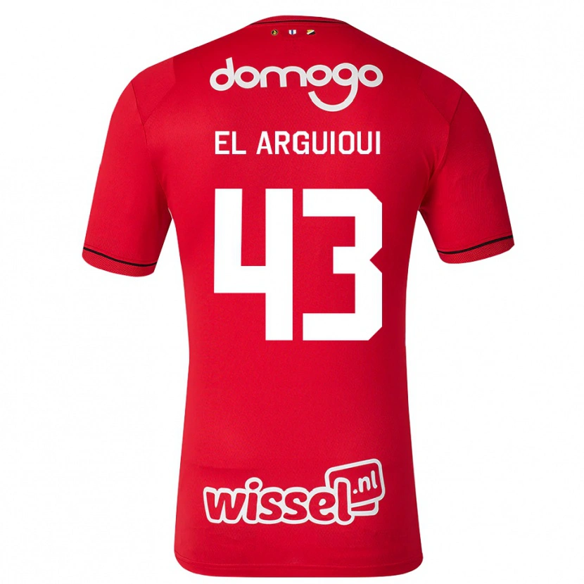 Danxen Niño Camiseta Rafik El Arguioui #43 Rojo Blanco Negro 1ª Equipación 2026/27 La Camisa