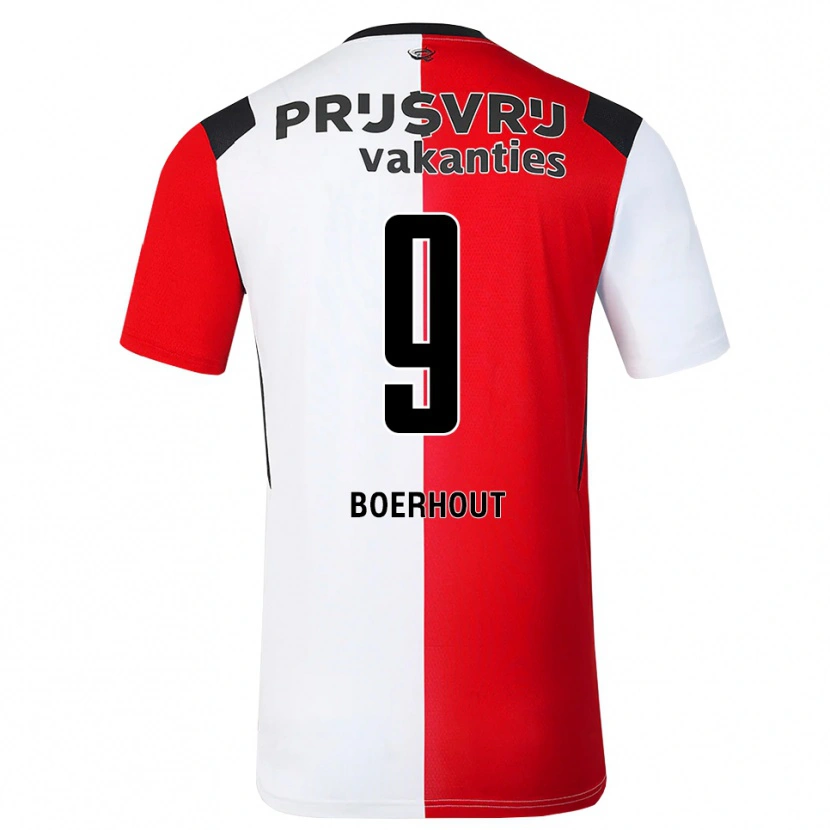 Danxen Niño Camiseta Yoram Boerhout #9 Rojo Blanco Negro 1ª Equipación 2026/27 La Camisa